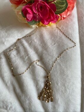 Karizia SPA KA1772 925 Sterling Silver Italy Gold Vermeil Tassel 18.5”Necklace